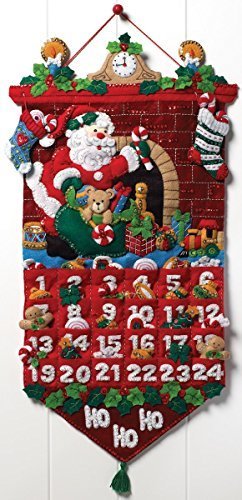 Bucilla Must Be Santa Advent Calendar Felt Applique Kit-13″x25″