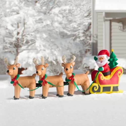 Inflatable Santa Claus on Sleigh with 3 Reindeer